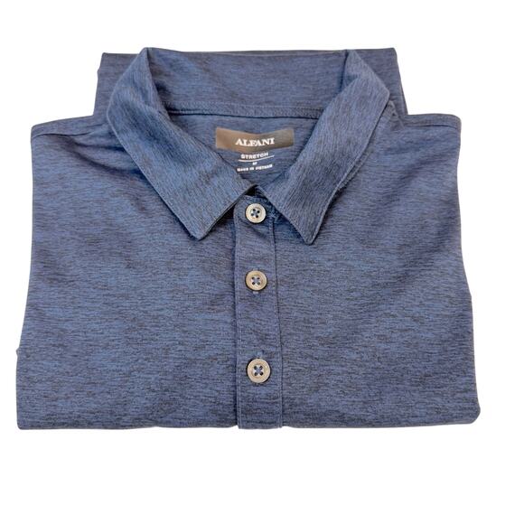 Alfani Stretch Blue Polo Shirt Classic Versatile Wardrobe Staple Marled Knit - Picture 11 of 15